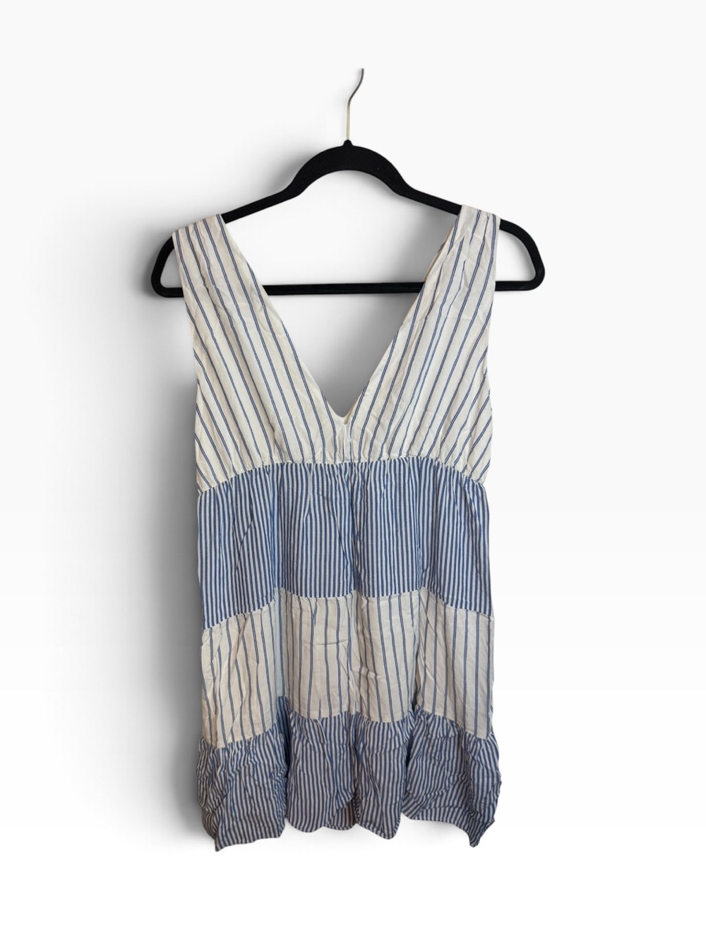 Loft Blue and White Striped Tiered Coastal Mini Dress